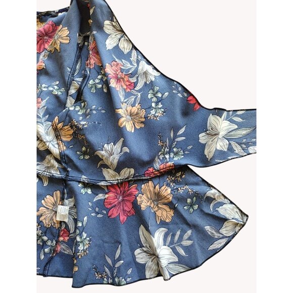 Shein Curve Top 0xl Wrap Short Sleeve Floral Hawaiian Beach - Picture 9 of 12